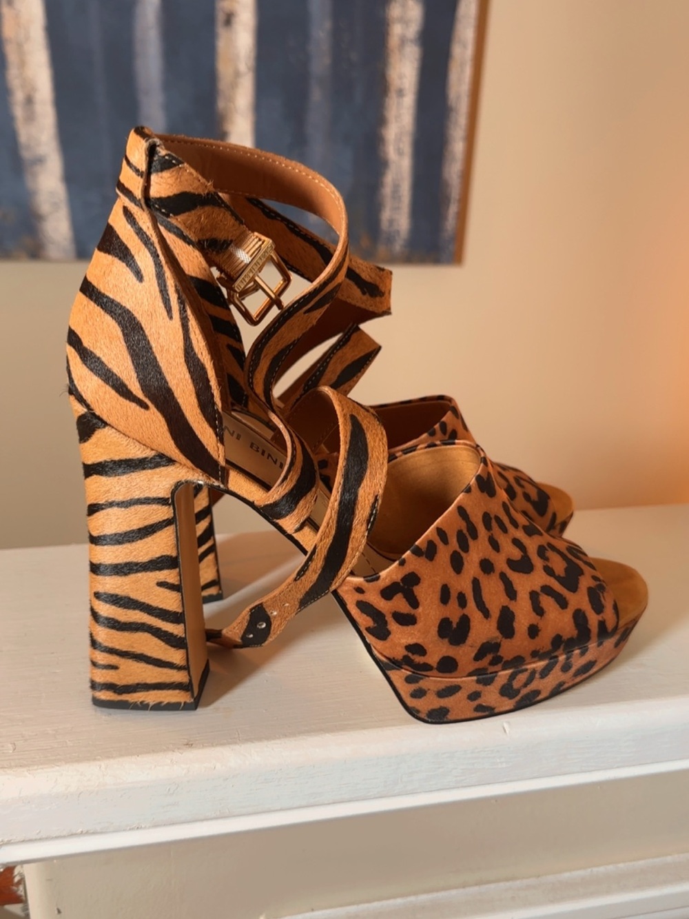 Gianni Bini Leopard & Zebra Print Platform Heels - Picture 2 of 7